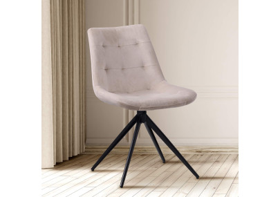 Chaise de salle à manger Merna en velours, crème
