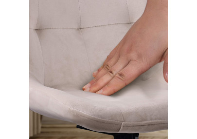 Chaise de salle à manger Merna en velours, crème