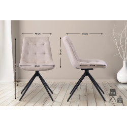 Chaise de salle à manger Merna en velours, crème