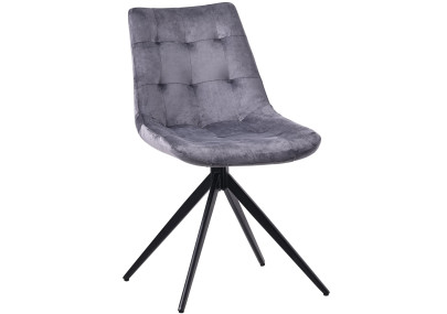 Chaise de salle à manger Merna en velours gris foncé