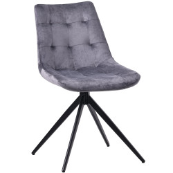 Chaise de salle à manger Merna en velours gris foncé