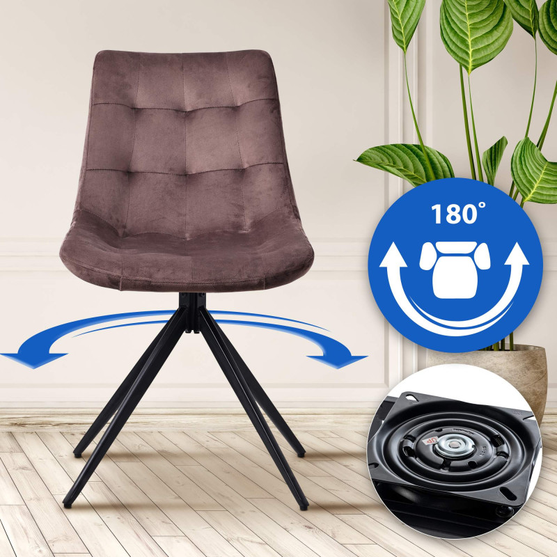 Chaise de salle à manger Merna, velours marron