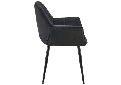 Chaise de salle à manger Roseville, velours, noire