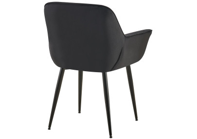 Chaise de salle à manger Roseville, velours, noire