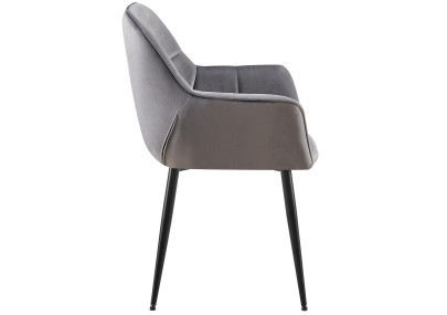 Chaise de salle à manger Roseville, velours gris foncé