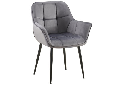 Chaise de salle à manger Roseville, velours gris foncé
