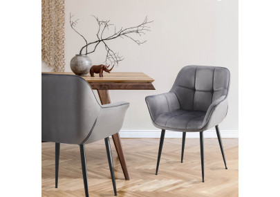 Chaise de salle à manger Roseville, velours gris foncé