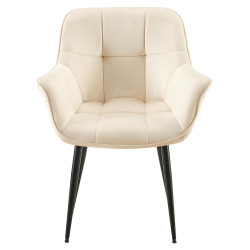 Chaise de salle à manger Roseville, velours, crème