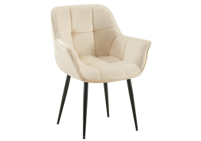 Chaise de salle à manger Roseville, velours, crème