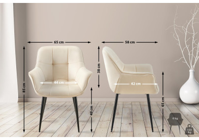 Chaise de salle à manger Roseville, velours, crème