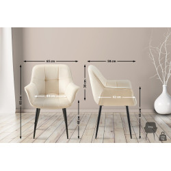 Chaise de salle à manger Roseville, velours, crème