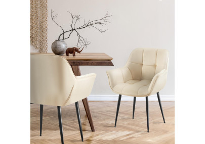 Chaise de salle à manger Roseville, velours, crème