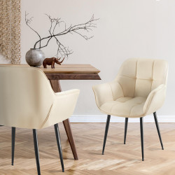 Chaise de salle à manger Roseville, velours, crème