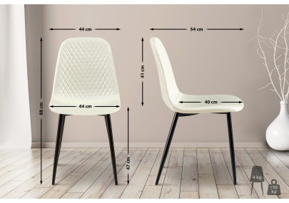 Ensemble de 4 chaises Giverny en tissu crème