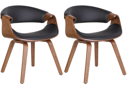 Ensemble de 2 chaises de salle à manger Foley, similicuir, chêne/noir