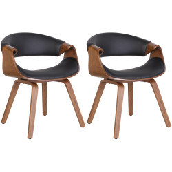 Ensemble de 2 chaises de salle à manger Foley, similicuir, chêne/noir