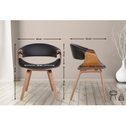 Ensemble de 2 chaises de salle à manger Foley, similicuir, chêne/noir
