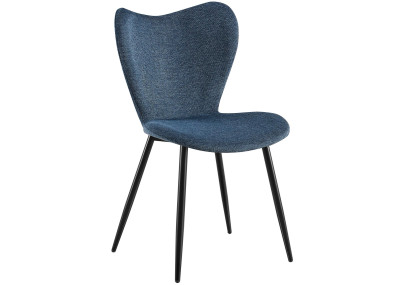 Chaise de salle à manger Maika en tissu bleu