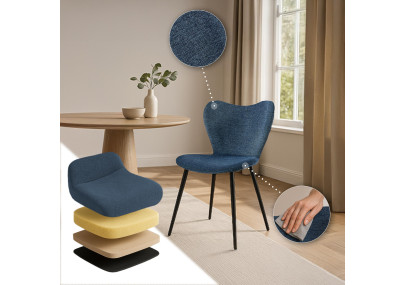 Chaise de salle à manger Maika en tissu bleu