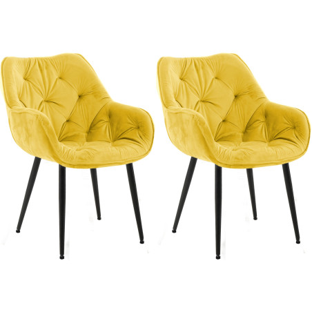 Ensemble de 2 chaises Tanna en velours jaune