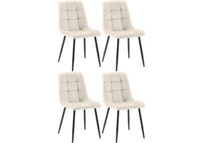 Ensemble de 4 chaises de salle à manger Tilde en velours crème