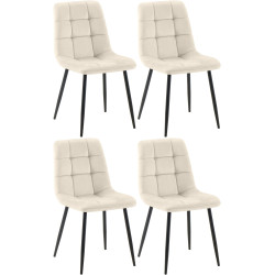 Ensemble de 4 chaises de salle à manger Tilde en velours crème