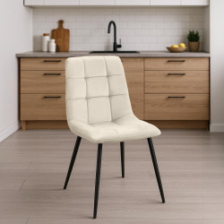 Ensemble de 4 chaises de salle à manger Tilde en velours crème