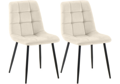 Ensemble de 2 chaises de salle à manger Tilde en velours crème