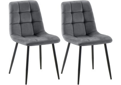 Ensemble de 2 chaises de salle à manger Tilde en velours gris foncé