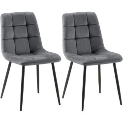 Ensemble de 2 chaises de salle à manger Tilde en velours gris foncé