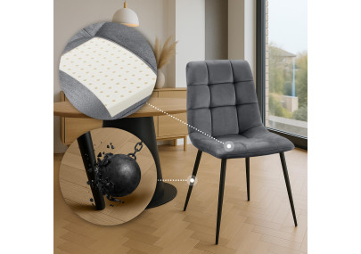 Ensemble de 2 chaises de salle à manger Tilde en velours gris foncé