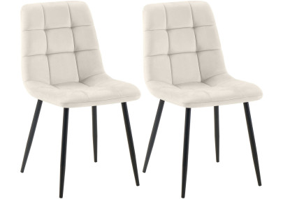Ensemble de 2 chaises de salle à manger Tilde en velours blanc crème
