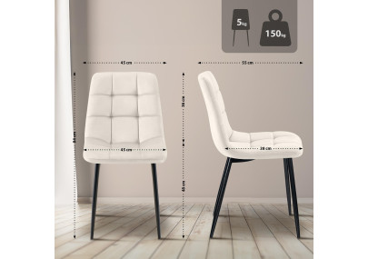 Ensemble de 2 chaises de salle à manger Tilde en velours blanc crème