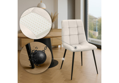 Ensemble de 2 chaises de salle à manger Tilde en velours blanc crème