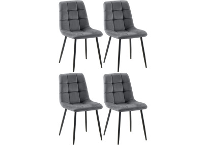 Ensemble de 4 chaises de salle à manger Tilde en velours gris foncé