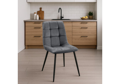 Ensemble de 4 chaises de salle à manger Tilde en velours gris foncé