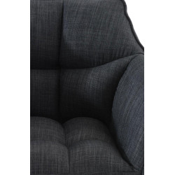 Tabouret de bar Damaso B en tissu avec piètement à 4 pieds gris foncé