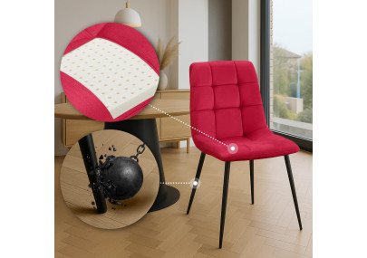 Ensemble de 4 chaises de salle à manger Tilde en velours rouge