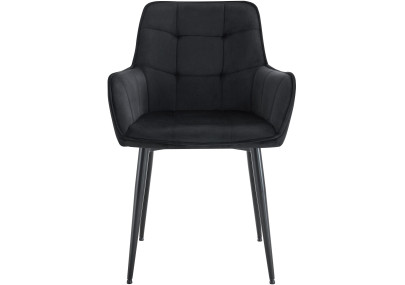 Chaise de salle à manger Ferndale, velours, noire