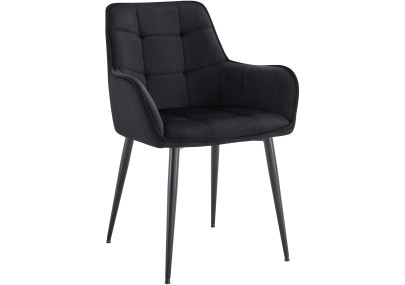 Chaise de salle à manger Ferndale, velours, noire