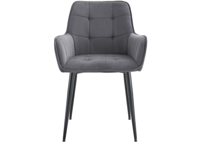 Chaise de salle à manger Ferndale, velours gris foncé