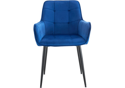 Chaise de salle à manger Ferndale, velours, bleu foncé