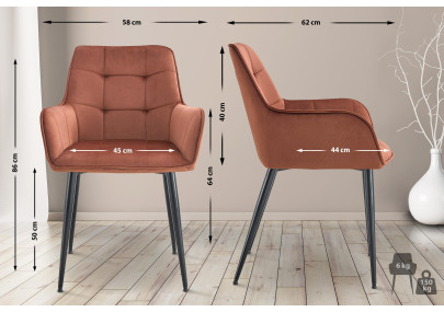 Chaise de salle à manger Ferndale, velours marron