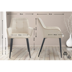 Chaise de salle à manger Ferndale, velours, crème