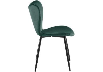 Chaise de salle à manger Maika, velours, verte