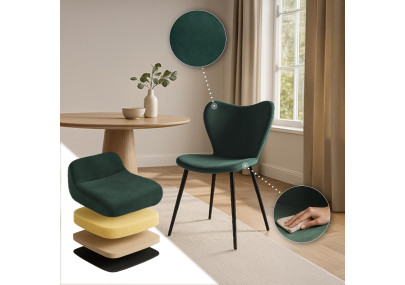 Chaise de salle à manger Maika, velours, verte