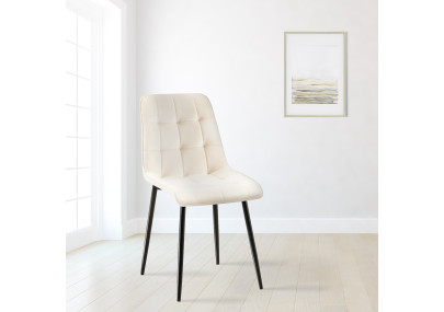 Chaise de salle à manger Gifford en velours crème