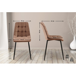 Chaise de salle à manger Gifford, velours, marron