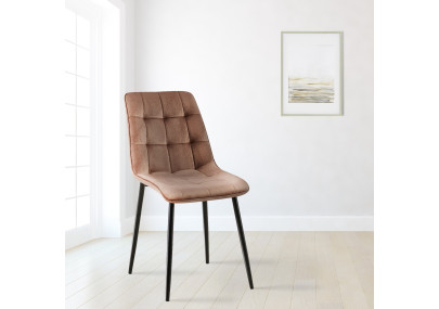 Chaise de salle à manger Gifford, velours, marron