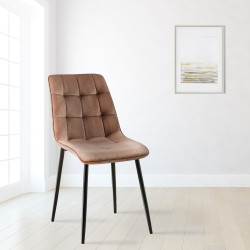 Chaise de salle à manger Gifford, velours, marron